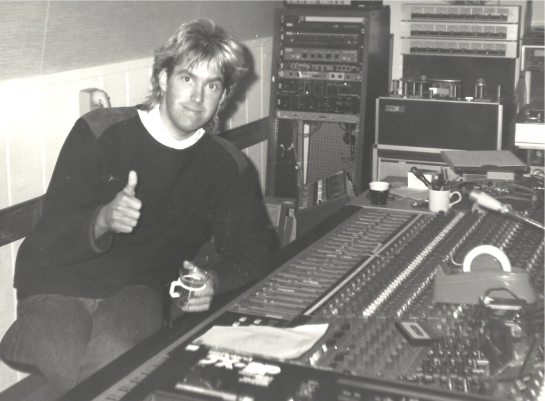 Per Gessle i studion i Skärmarbrink 1985